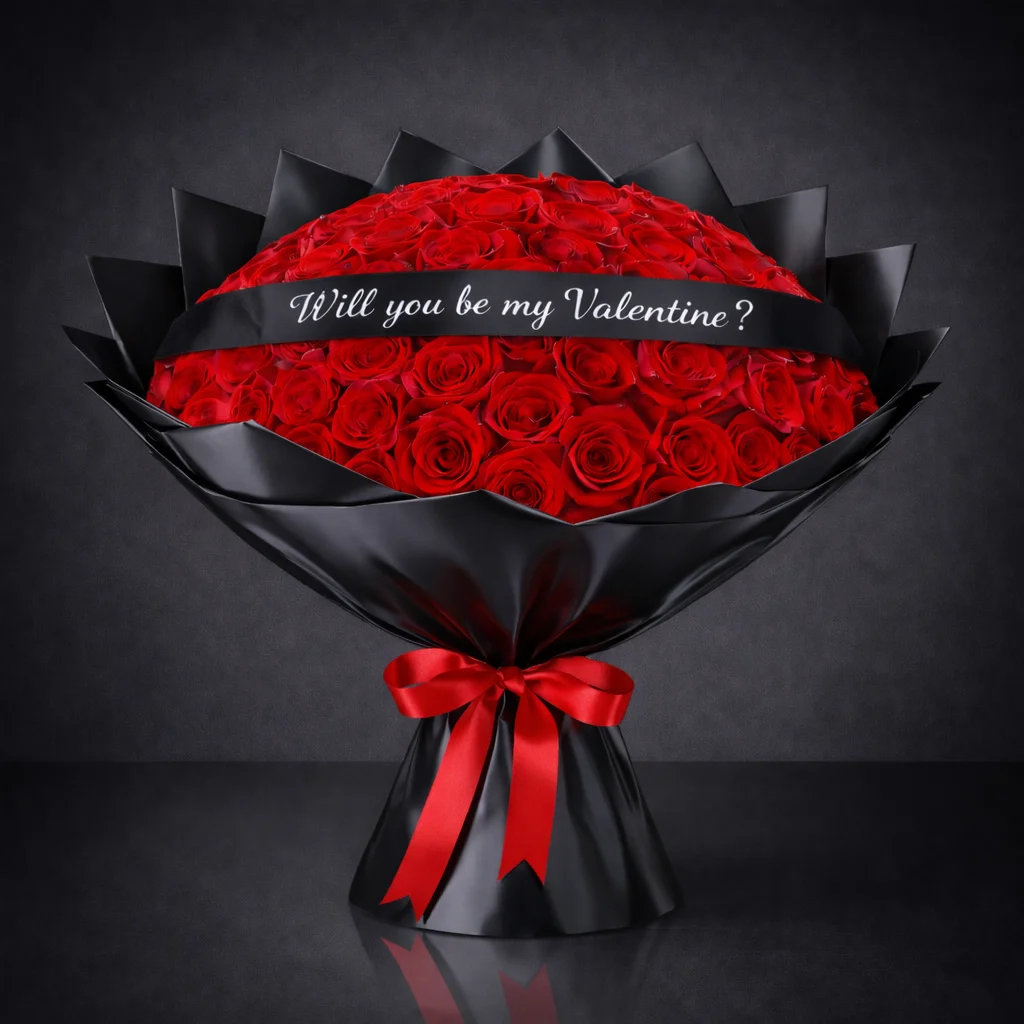 Will you be my Valentine? 101 Rose in Signature Black