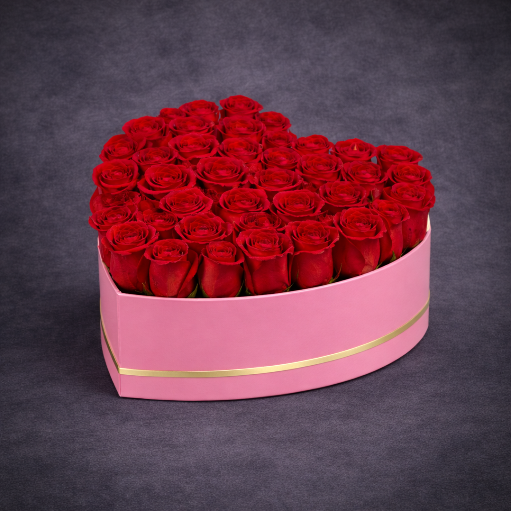 Scarlet Heart 33 Red Roses Luxury Box