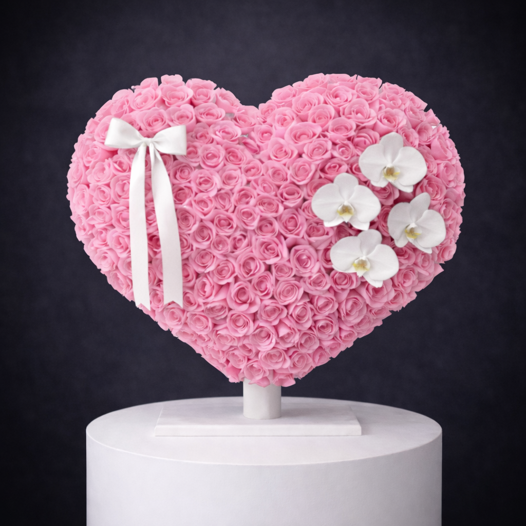 Eternal Blush Heart 265 Roses Signature Stand