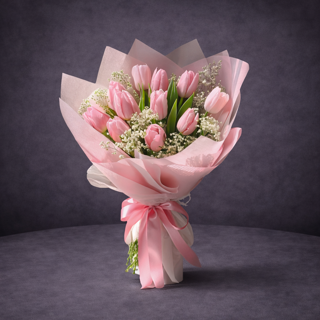 11 Pink Tulip Grace Bouquet